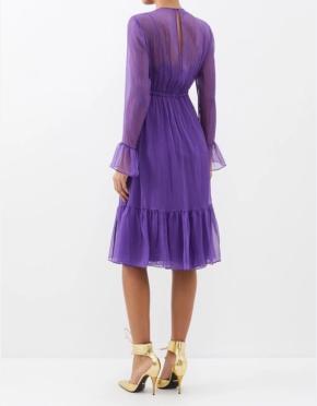 Gucci Purple Silk Chiffon Midi Dress 3