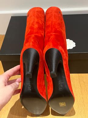 Chanel Red Suede Gabrielle Boots Size 38.5 8