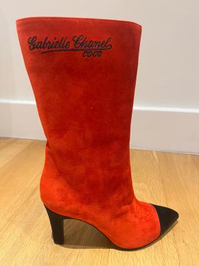 Chanel Red Suede Gabrielle Boots Size 38.5 10
