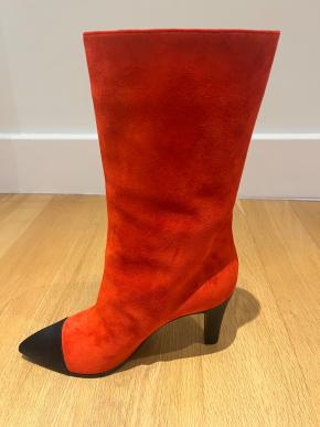 Chanel Red Suede Gabrielle Boots Size 38.5 15