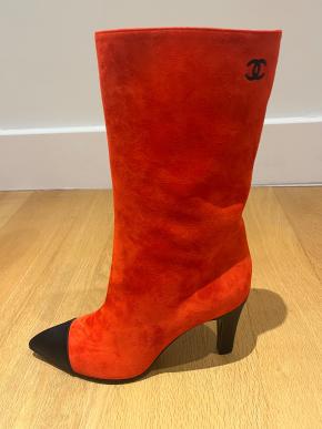 Chanel Red Suede Gabrielle Boots Size 38.5 12