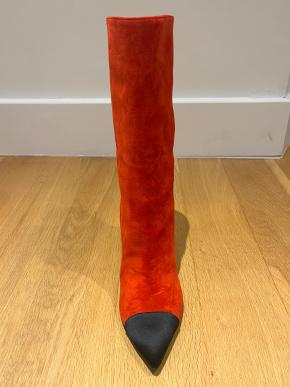 Chanel Red Suede Gabrielle Boots Size 38.5 20