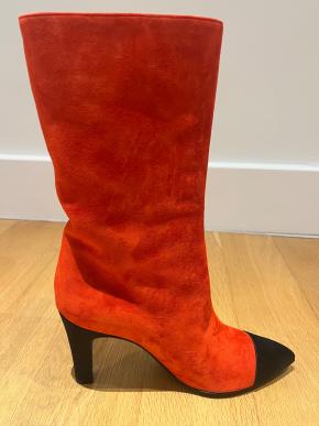 Chanel Red Suede Gabrielle Boots Size 38.5 18