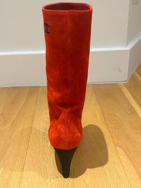 Chanel Red Suede Gabrielle Boots Size 38.5 19