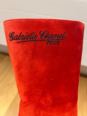 Chanel Red Suede Gabrielle Boots Size 38.5 23