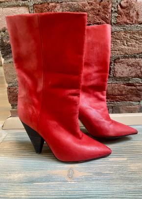 Isabel Marant Red Leather Lexing Boots 3