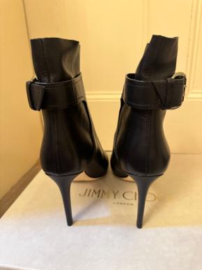Jimmy Choo Black Leather Buckle Detail Ankle Boots 4