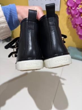 Hermes Black Leather Lennox Sneakers 4
