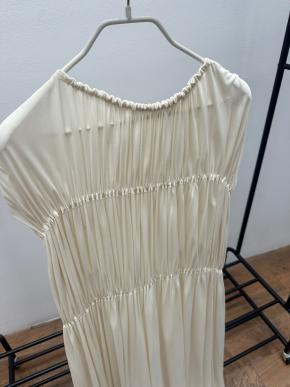 Jil Sander Cream Pleated Dress 10