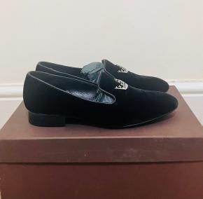 Church's Navy Velvet Crystal Silver Crown Loafers 14