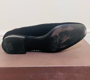 Church's Navy Velvet Crystal Silver Crown Loafers 6