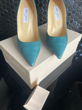 Jimmy Choo Blue Elaphe Matt Pumps 9