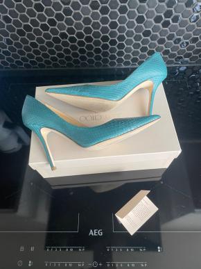 Jimmy Choo Blue Elaphe Matt Pumps 6