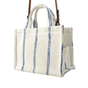 Celine Small Wool Cuir Triomphe Stripe Cabas Thais Satchel 2