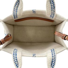 Celine Small Wool Cuir Triomphe Stripe Cabas Thais Satchel 4