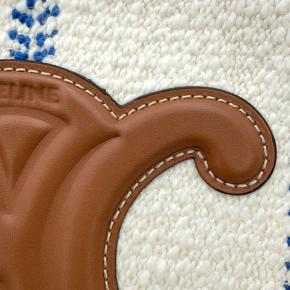 Celine Small Wool Cuir Triomphe Stripe Cabas Thais Satchel 8