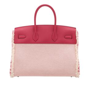 Hermes Framboise/Ecru Toile H and Swift Fray Fray Birkin 35 2