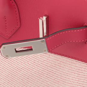 Hermes Framboise/Ecru Toile H and Swift Fray Fray Birkin 35 5