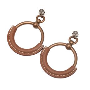 Hermes Gold Plated Barenia Loop Earrings 2