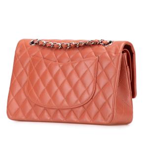 Chanel Quilted Orange Medium Classic Lambskin Double Flap 2