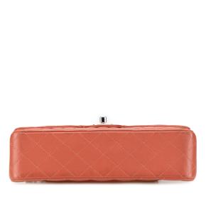Chanel Quilted Orange Medium Classic Lambskin Double Flap 3