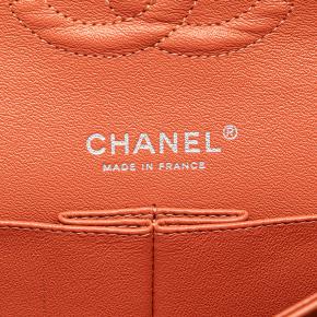 Chanel Quilted Orange Medium Classic Lambskin Double Flap 6