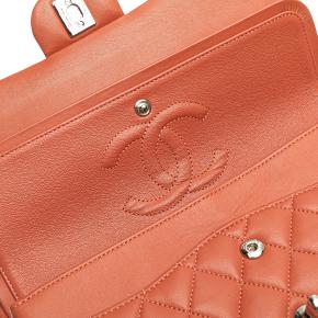 Chanel Quilted Orange Medium Classic Lambskin Double Flap 7