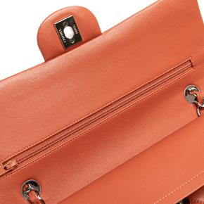 Chanel Quilted Orange Medium Classic Lambskin Double Flap 8