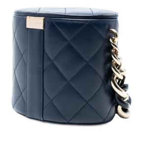 Chanel Small Blue Quilted Lambskin Resin Elegant Chain Tubular Vanity Case 3
