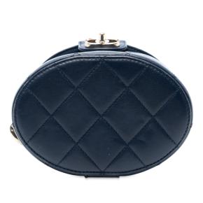 Chanel Small Blue Quilted Lambskin Resin Elegant Chain Tubular Vanity Case 4
