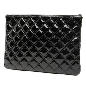 Chanel Black Medium Quilted Patent O Case Clutch 2