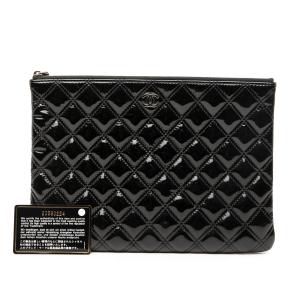 Chanel Black Medium Quilted Patent O Case Clutch 8