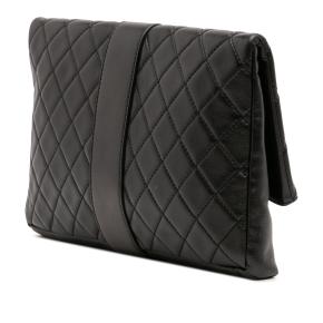 Chanel Black CC Quilted Lambskin Grip Clutch 3