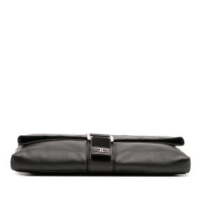 Chanel Black CC Quilted Lambskin Grip Clutch 4