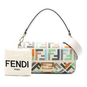 Fendi Multicoloured Zucca Embroidered Canvas Baguette Satchel 8