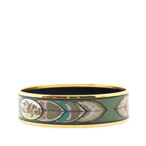Hermes Wide Bird Feather Enamel Bangle 65 2