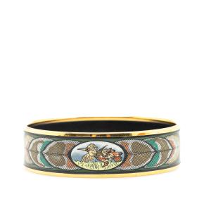 Hermes Wide Bird Feather Enamel Bangle 65 3
