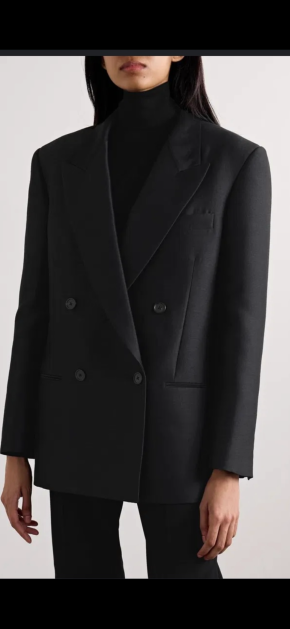 The Row Black Wool/Silk Blend Sandon Blazer 4