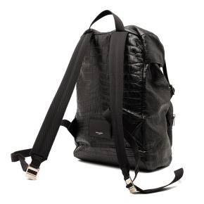 Saint Laurent Black Croc Embossed Leather Backpack 2
