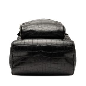 Saint Laurent Black Croc Embossed Leather Backpack 3