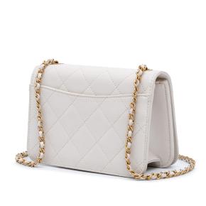 Chanel White Small CC Quilted Calfskin Crystal Pearl Full Flap 2