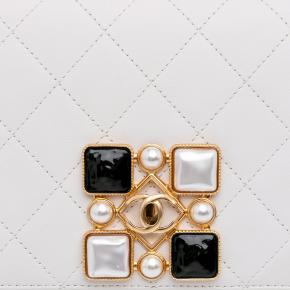 Chanel White Small CC Quilted Calfskin Crystal Pearl Full Flap 7