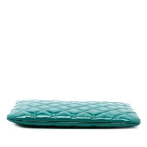 Chanel Small Turquoise Quilted Patent O Case Clutch 3