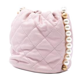 Chanel Pink Mini Quilted Calfskin About Pearls Drawstring Bucket Bag 2
