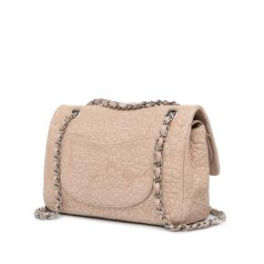 Chanel Blush Medium Lambskin Camellia Stitched Double Flap 2