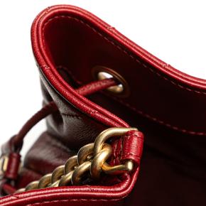 Chanel Red Lambskin Paris Cosmopolite Medium Chevron Bucket Bag 8