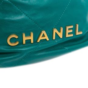 Chanel Green Mini Shiny Calfskin 22 Handbag 7