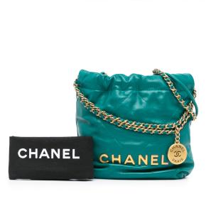 Chanel Green Mini Shiny Calfskin 22 Handbag 9