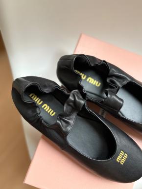 Miu Miu Black Leather Ballet Flats In Stores Now 2