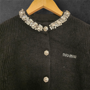 Miu Miu Embellished Black Wool Short Cardigan 5